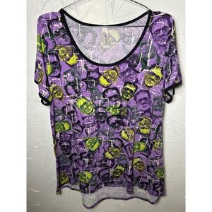 LuLaRoe‎ Halloween Monsters Purple Graphic T-Shirt Women's XL Spooky Tee